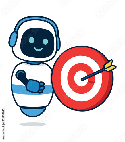 Robot with Bullseye Target illustration logo design clipart mascot