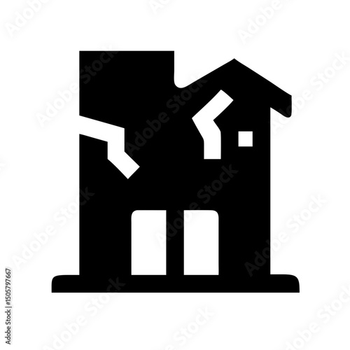 Icon of a damaged building to signify destruction or disrepair