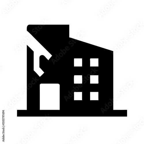 Icon of a damaged building to signify destruction or disrepair