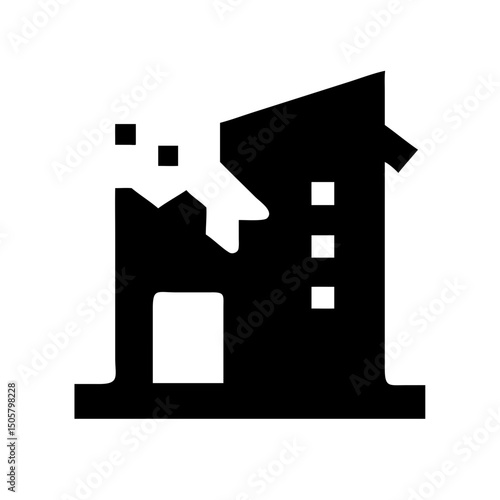 Icon of a damaged building to signify destruction or disrepair