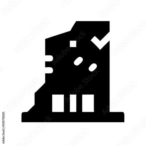 Icon of a damaged building to signify destruction or disrepair