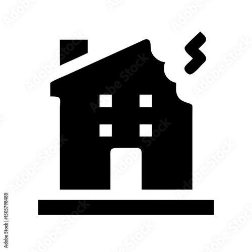 Icon of a damaged building to signify destruction or disrepair