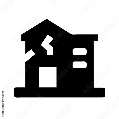 Icon of a damaged building to signify destruction or disrepair