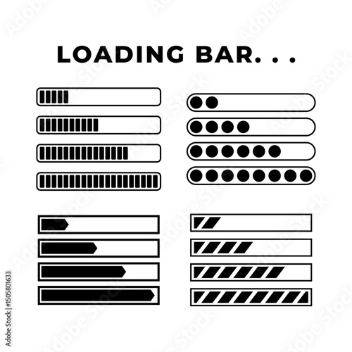 Set of Loading bar. Download progress loader.