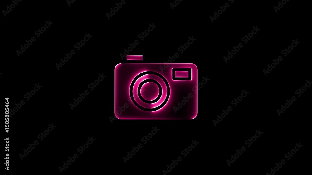Glowing neon video camera icon animation.neon camera icon isolated . Glowing neon video camera icon animation.neon camera icon isolated .
