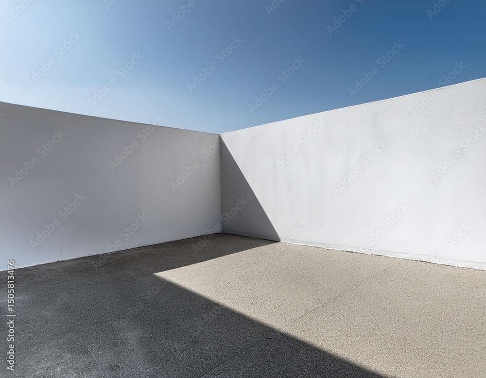 Obraz premium shadow on white concrete wall corner