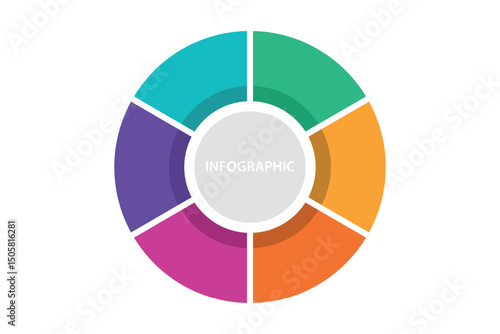 Vivid 6-step infographic wheel with shadow and title