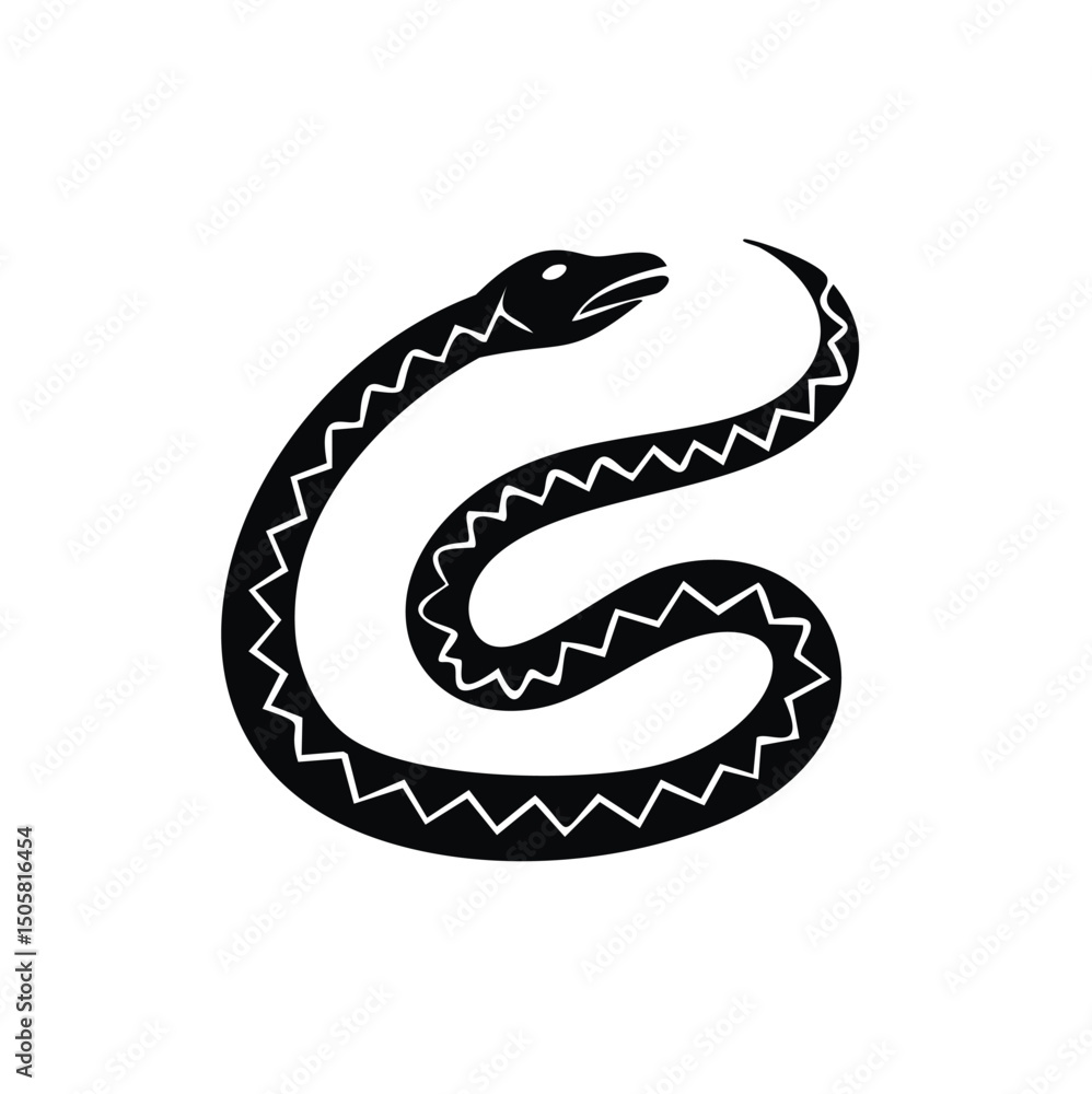 Fototapeta premium Stylized black snake design tribal art reptile icon