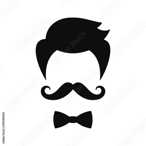 Stylish man silhouette mustache bow tie hair
