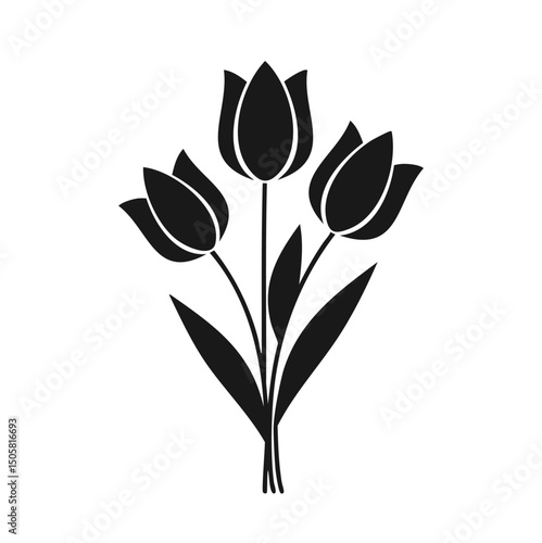 Three black tulips simple floral design