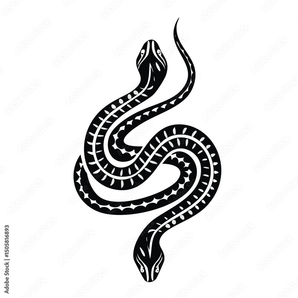 Fototapeta premium Two headed snake black and white design