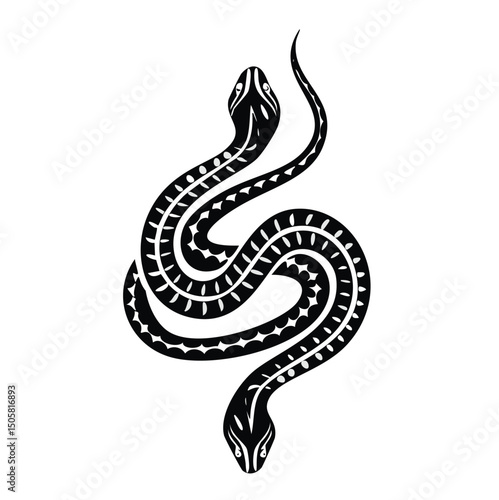 Two headed snake black and white design