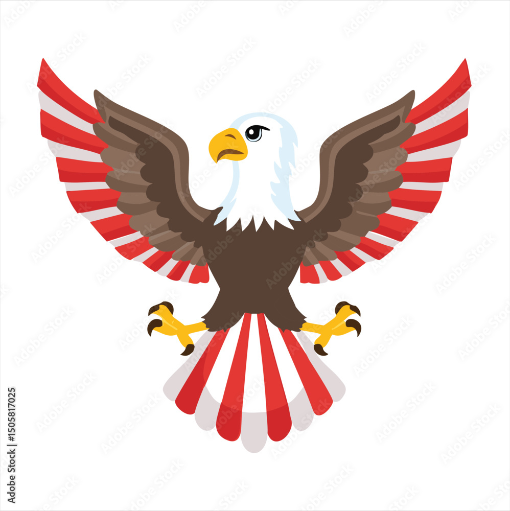 Fototapeta premium American bald eagle patriotic wings spread