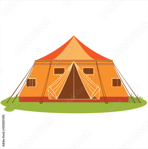 Large orange camping tent outdoor adventure