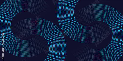 Abstract blue geometric lines glowing on dark blue background. Modern shiny blue circle lines pattern