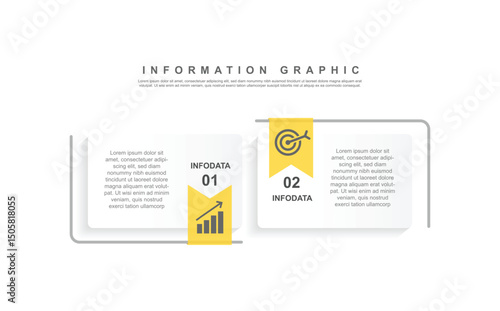 2 step infographic process with two choice paper and line for business 
