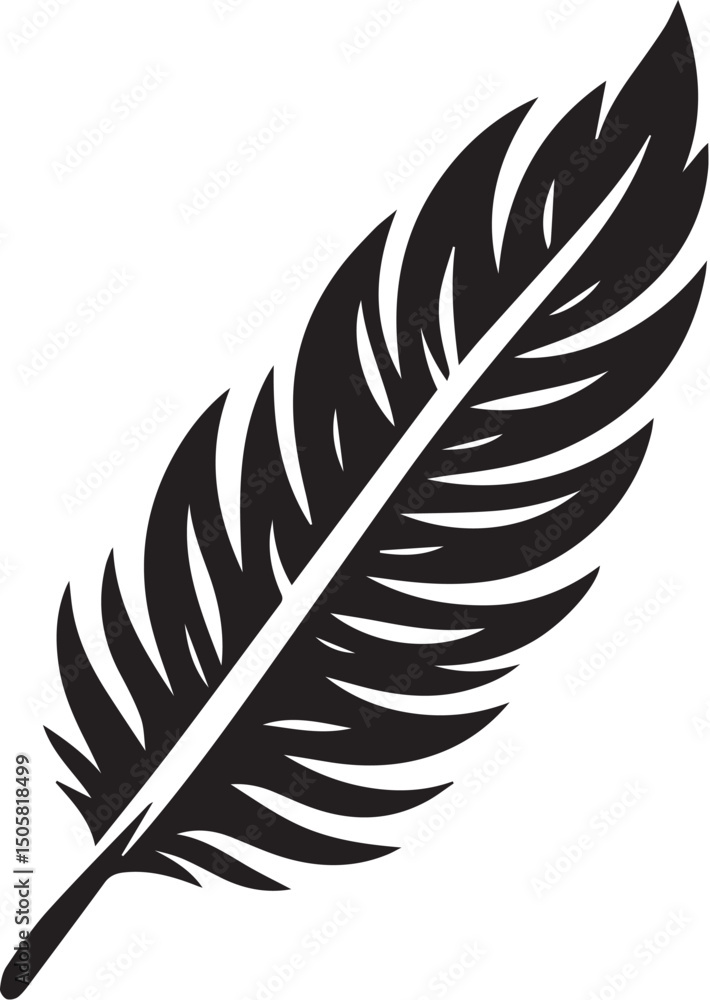 Obraz premium black Bird feather silhouette, vector design