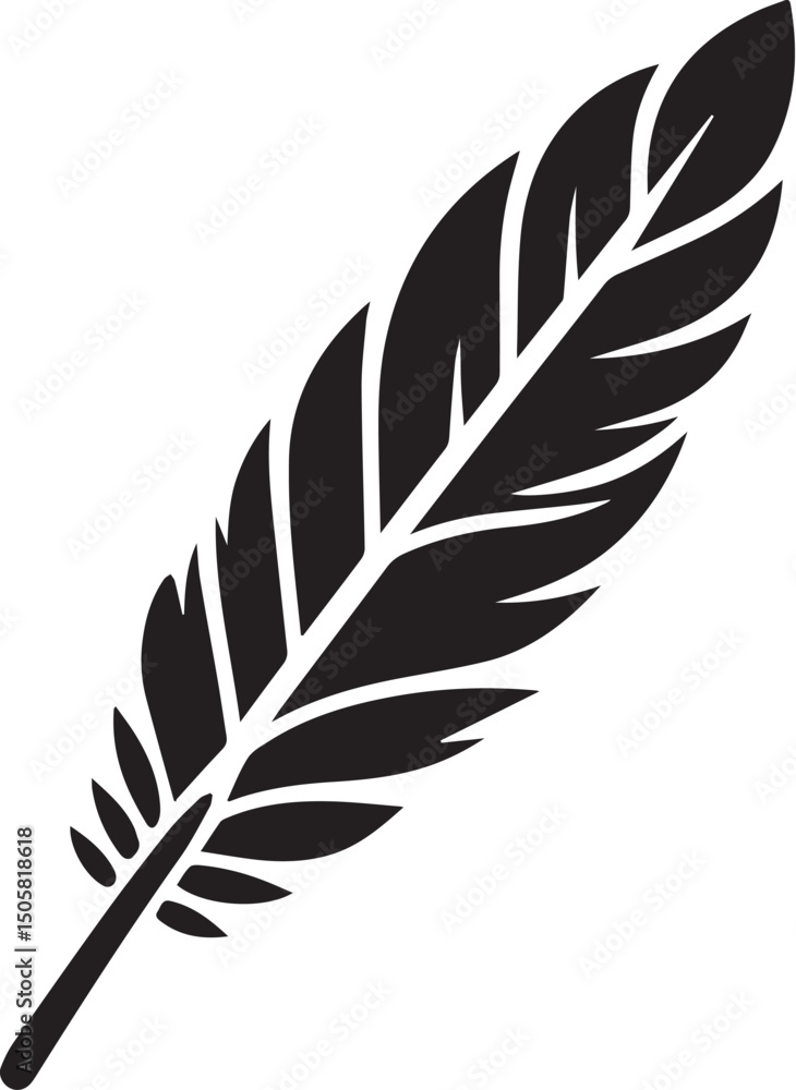 Fototapeta premium black Bird feather silhouette, vector design