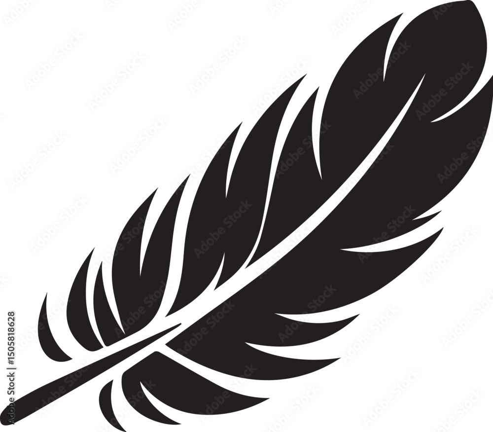 Obraz premium black Bird feather silhouette, vector design