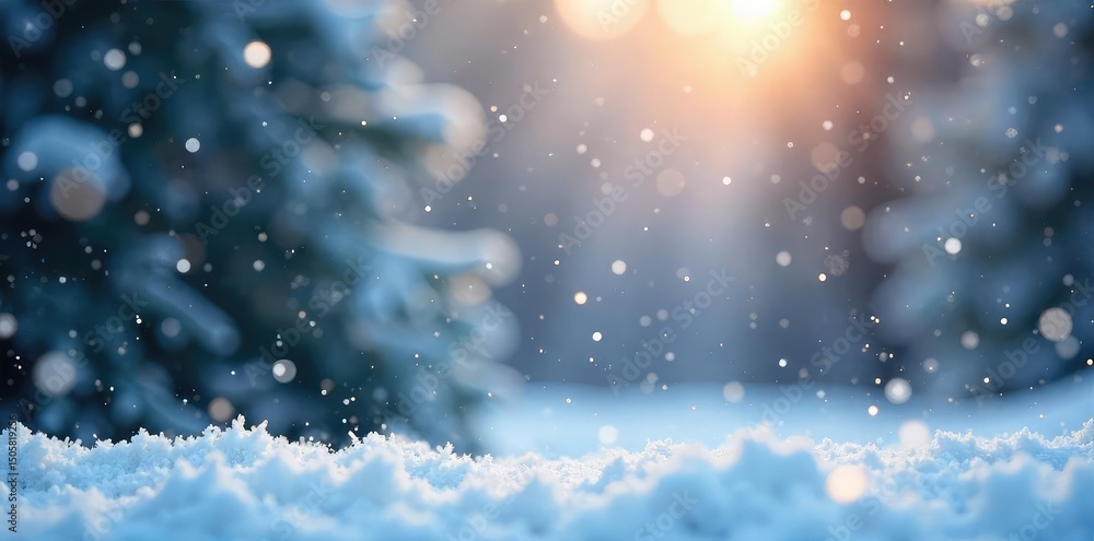 Naklejka premium Magnificent winter scene featuring countless snowflakes gently falling against a softly blurred background Perfect for holiday, winter, or nature themes , scene, frosty, precipitation