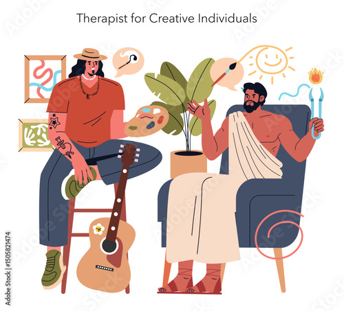 Psychotherapists. Flat Vector Illustration