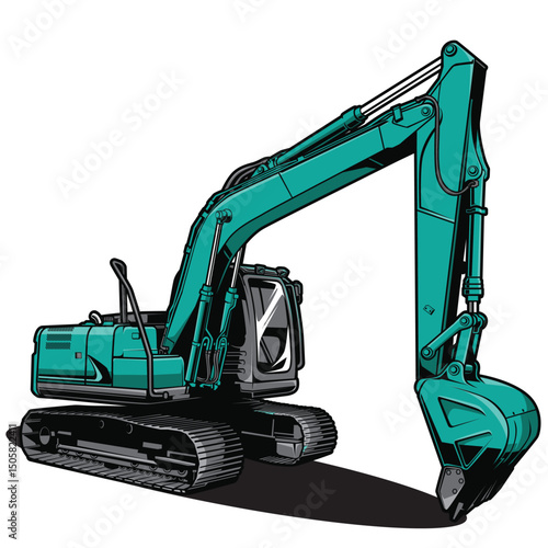 excavator on a white background