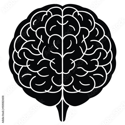 Brain Icon in Clean Line Style Minimal Vector