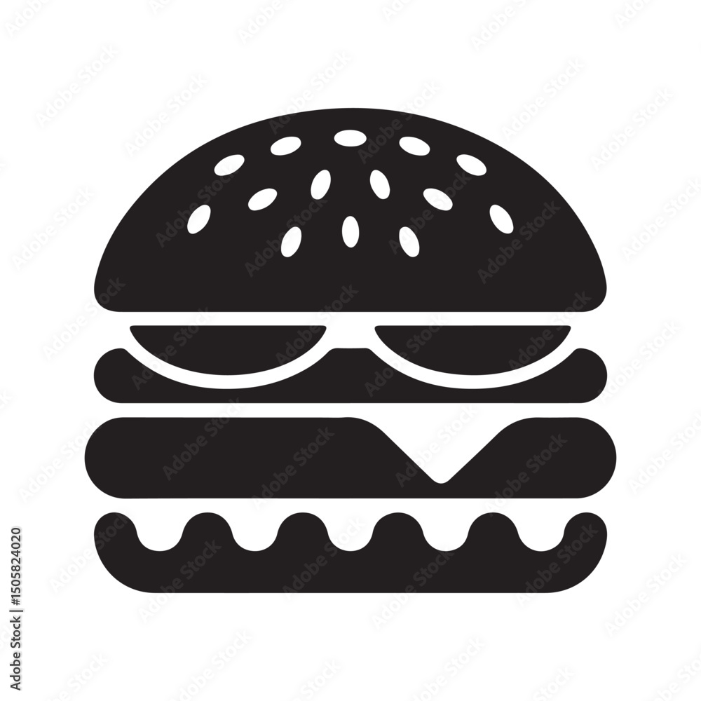 Black burger silhouette icon. Burger vector illustration eps 10 Black burger silhouette icon. Burger vector illustration eps 10
