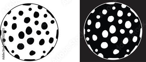 Dotted Contrast Circle Design: A striking graphic composition featuring a circle with contrasting black and white dots, evoking a sense of modern and abstract minimalism.