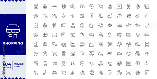 Pixel Perfect,Shopping thin line icons set. Shopping, E-Commerce, Shop, Payment editable stroke icons collection. Online Shopping symbols set.