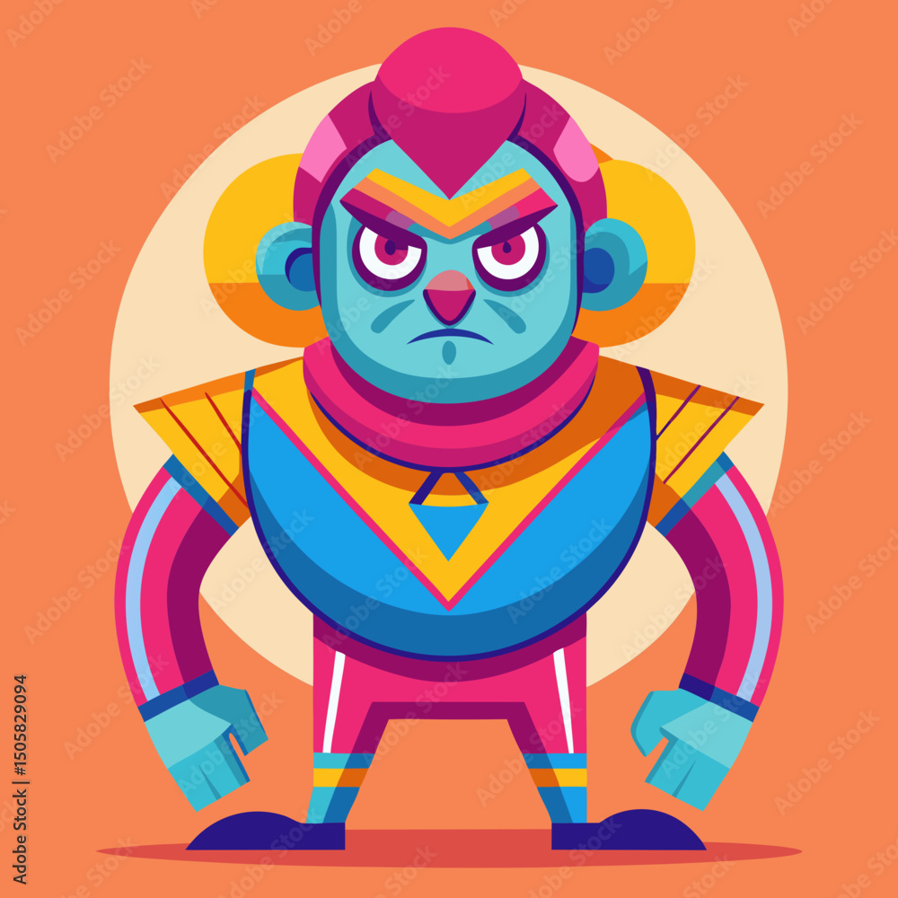 Fototapeta premium Angry Retro Futuristic Robot Character Illustration
