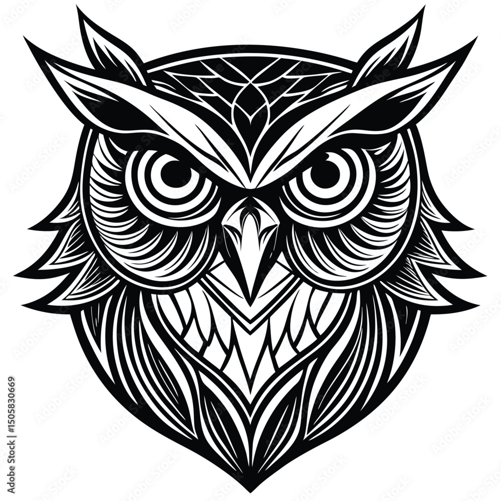 Stylized Owl Head Monoline Vector Design Stylized Owl Head Monoline Vector Design