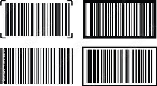 Barcode scanning vector icon set, bar code scan laser collection
