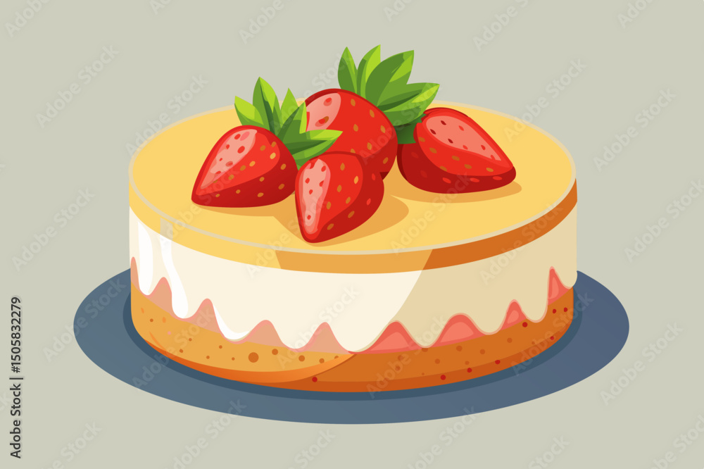 Delicious strawberry cake dessert illustration Delicious strawberry cake dessert illustration