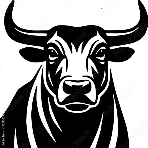 black and white bull