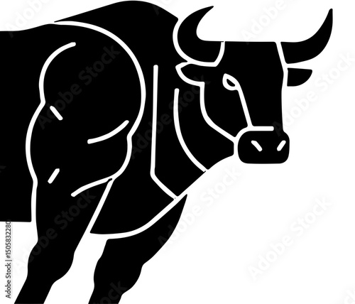 black and white bull