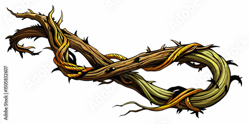 Twisted thorny vines forming infinity symbol
