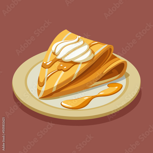 Delicious crepe with whipped cream and honey