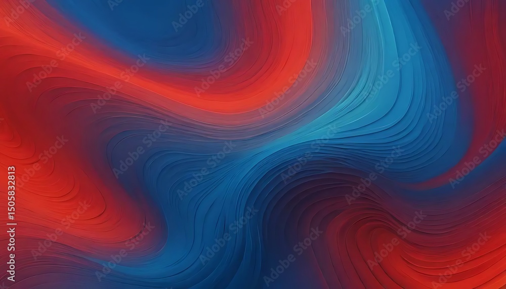 Obraz premium Abstract flowing wave design features dynamic gradients of crimson red and cerulean blue hues.