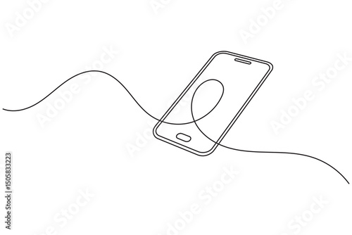 Smart phone continuous one line drawing minimalist outline vector
