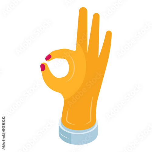 Conceptual isometric design icon of ok hand 