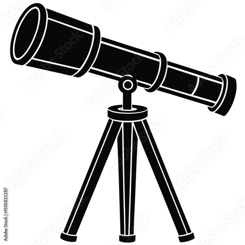 Astronomy Telescope Icon in Black Silhouette