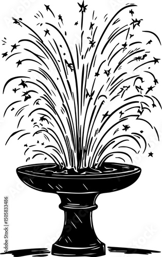 Elegant fountain display urban park art installation evening glow aesthetic viewpoint nature meets design for urban relaxation