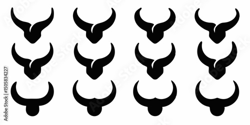 Animal horn icons a colorful collection