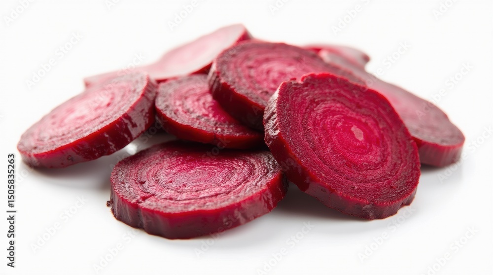 Obraz premium Red beet slices isolated on white background
