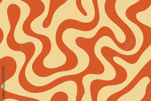 Seamless red beige abstract wavy organic background pattern