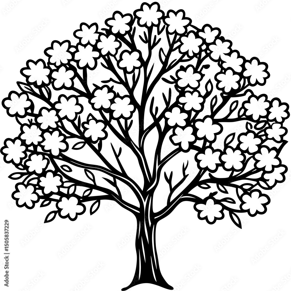 Blooming Spring Tree Vector Blooming Spring Tree Vector
