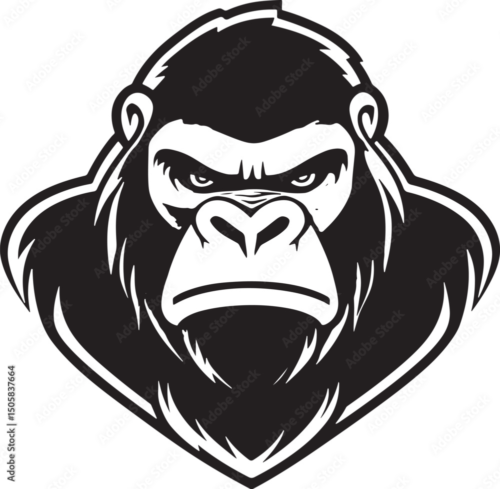 Vector Gorilla Silhouette - Portraying the Majesty and Strength of the Mighty Gorilla in Bold Form. Vector Gorilla Silhouette - Portraying the Majesty and Strength of the Mighty Gorilla in Bold Form.