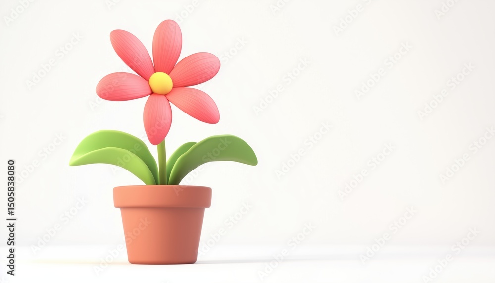 Fototapeta premium Flower Plant With Leaves In A Pot For Gardening Purposes - A Beautiful Addition To Your Garden For Enhancing The Aesthetics.