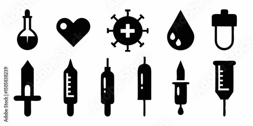 Vaccination process icon set step by step symbols